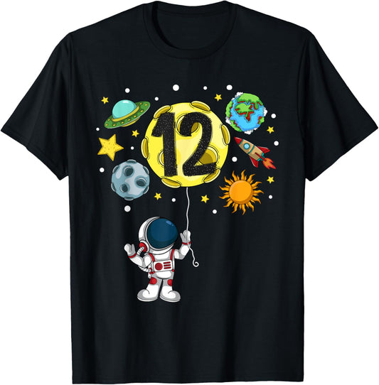 12 Years Old Astronaut 12th Birthday Boy Girl Space Lover T-Shirt