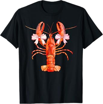 Crawfish Coquette Bow Crawfish Boil Lobster Girl Aesthetic T-Shirt