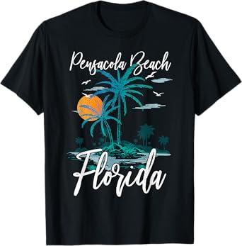 Family Vacation Retro Sunset Florida Pensacola Beach T-Shirt