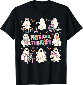 Ghost Physical Therapy Physical Therapist Halloween Groovy T-Shirt