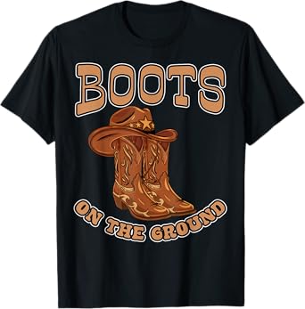 Western Cowgirl Country Cowboy Rodeo Linedance Boots Ground T-Shirt
