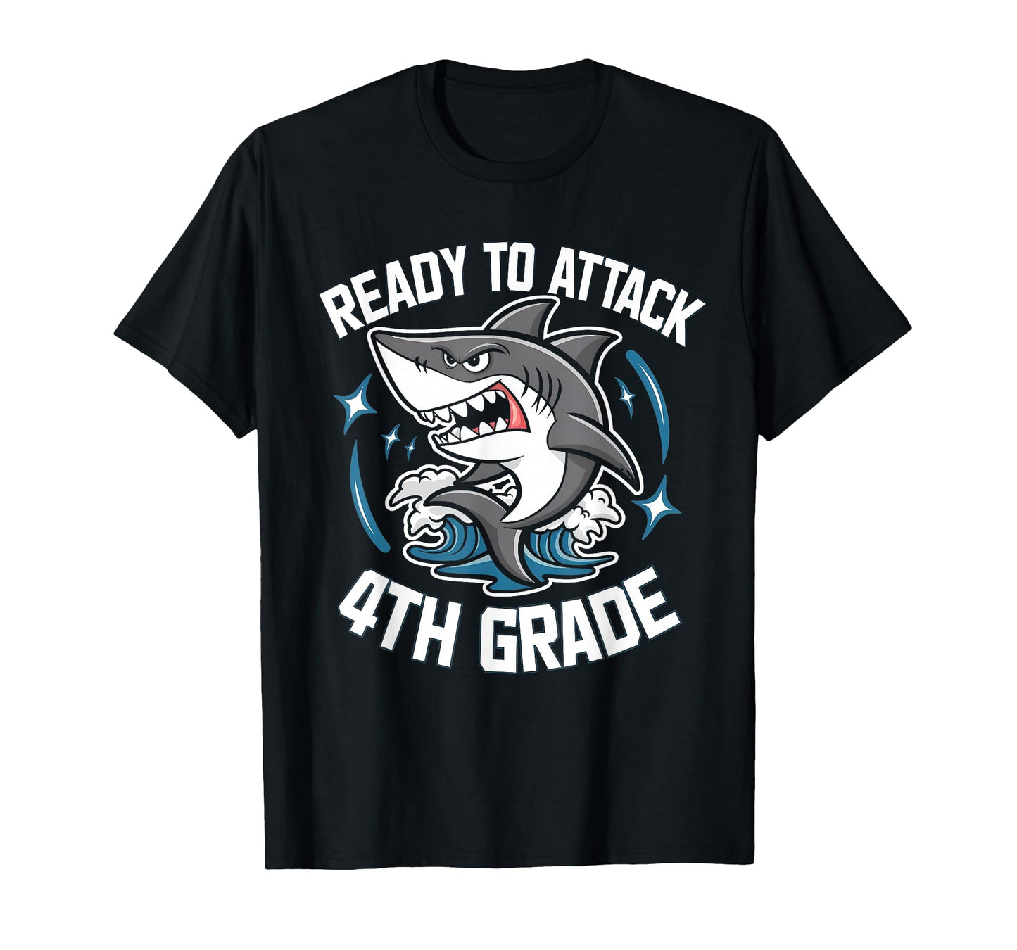 Ready To Attack 4th Grade Shark Funny Back To School Boys T-Shirt