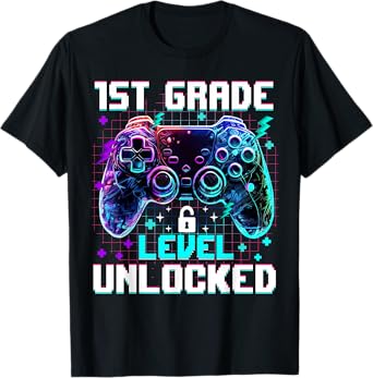 Controller 1st Grade Level Unlocked First Day Of School Boys T-Shirt