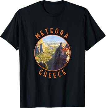 Meteora Greece Retro Distressed Circle Vintage T-Shirt
