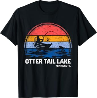 Vintage Retro Minnesota Otter Tail Lake Summer Fishing T-Shirt