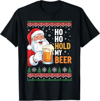 Funny Santa Sunglasses Beer Ugly Sweater Christmas in July T-Shirt