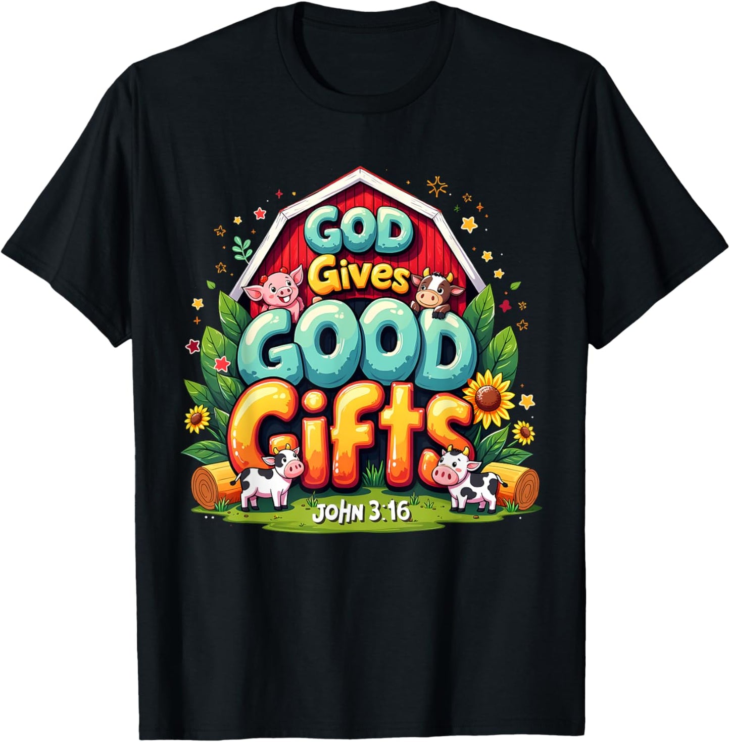 God Gives Good Gifts Farm Bible Verse Yee Haw VBS 2025 T-Shirt
