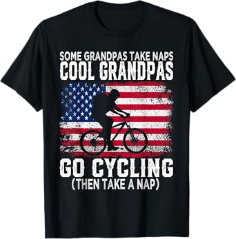 Funny Grandpas Go Cycling Design For Cyclist Bicycle Riding T-Shirt
