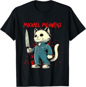 Funny Cat Horror Movies Cute Halloween for Cat Kitty Lovers T-Shirt