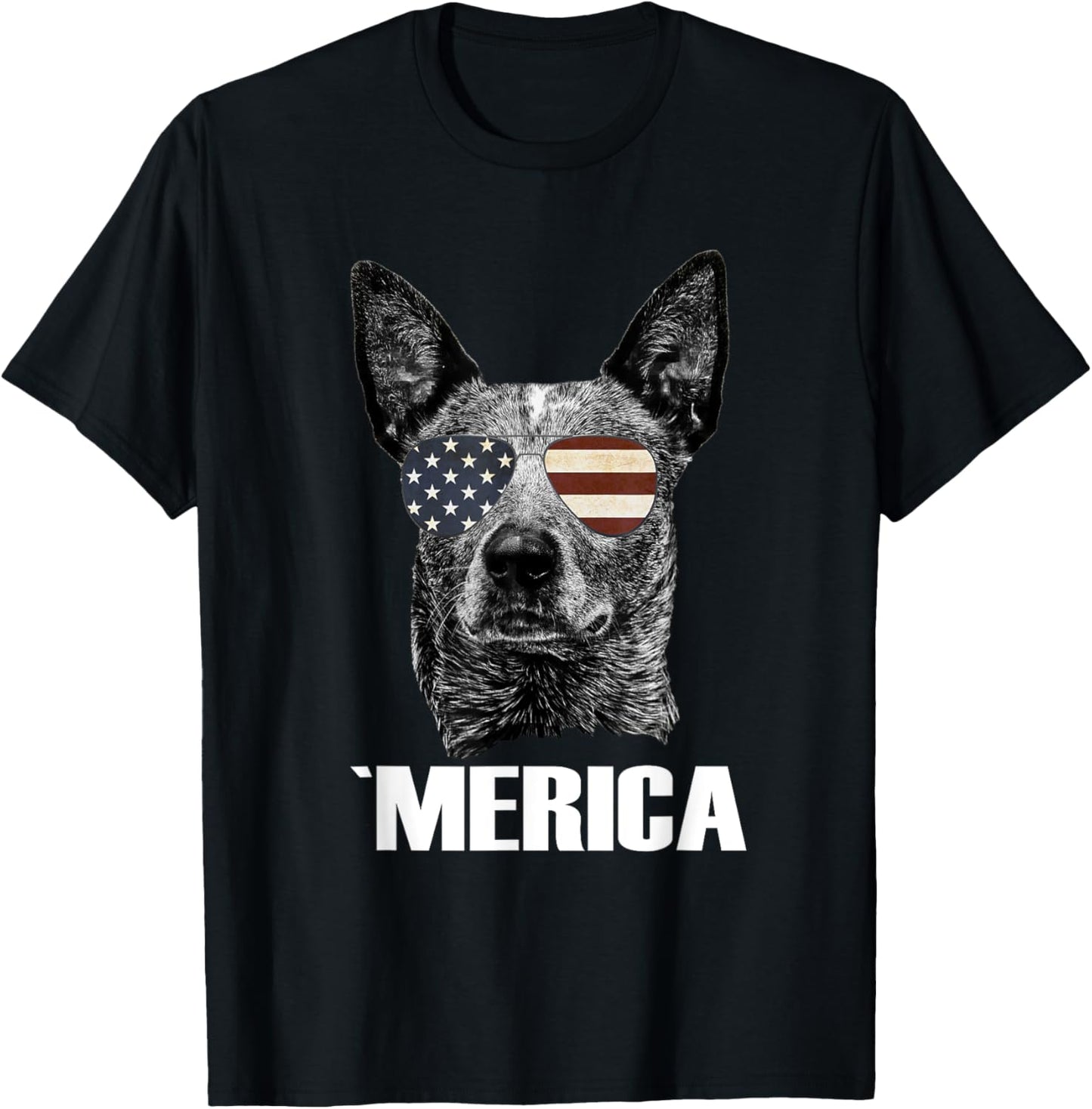 4th July Blue Heeler Dog Merica Patriotic USA Flag Cute T-Shirt