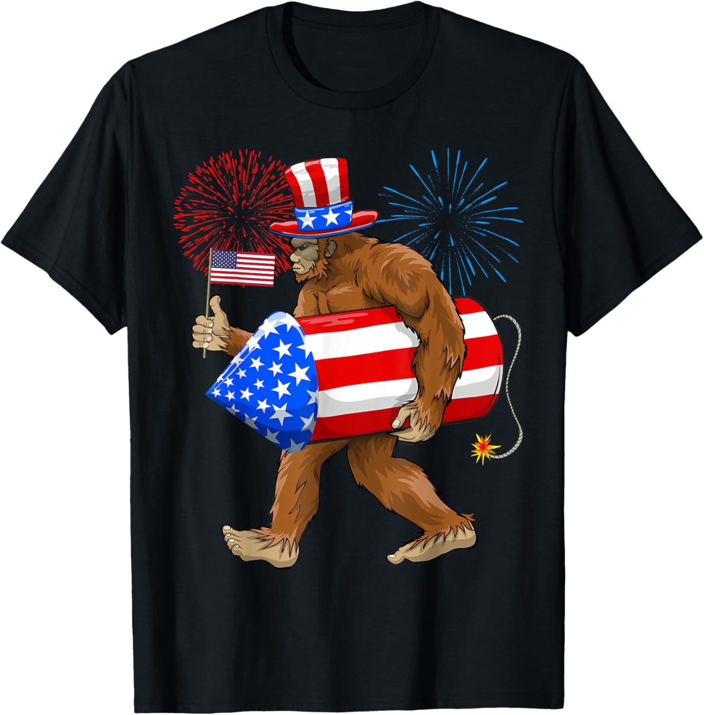 Patriotic Bigfoot, 4th of July, American Flag, Sasquatch T-Shirt