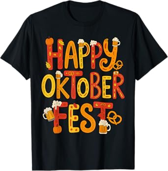 Happy Oktoberfest Beer Pretzel Pumpkin Festive Men Women T-Shirt