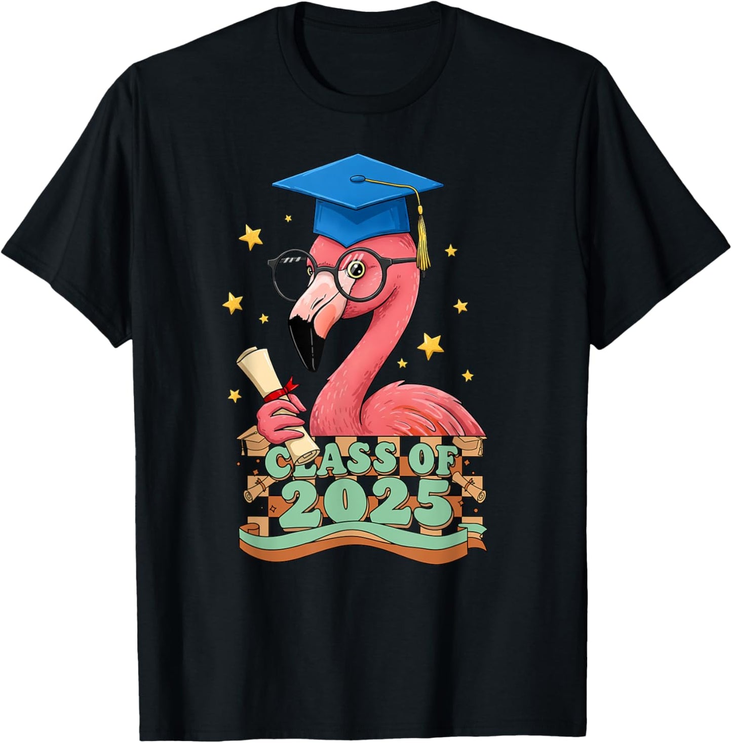 Graduate Flamingo Class Of 2025 Kids Mens Womens Graduation T-Shirt