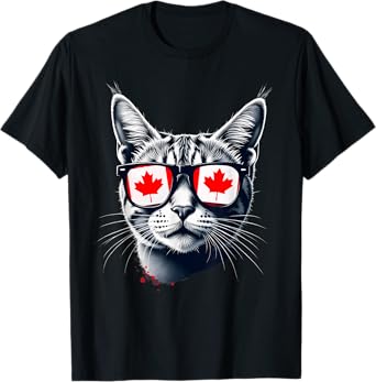 Patriotic Canada Tabby Cat Canadian Flag T-Shirt