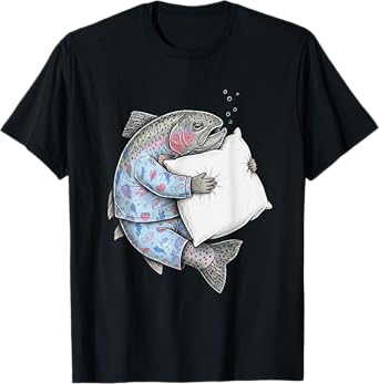 Funny Sleepy Rainbow Trout Fish Pajama Fishing T-Shirt