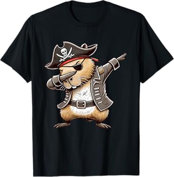 Pirate Capybara Dabbing Halloween Party Costume T-Shirt