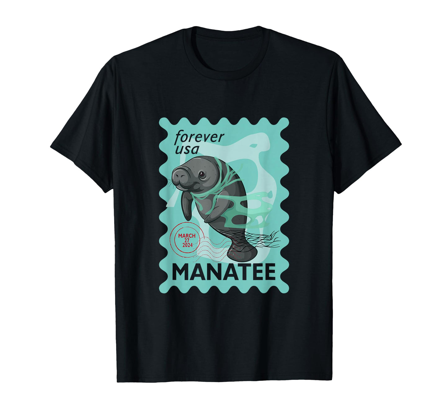 Manatee Stamp Wildlife Animal Manatee Lover Postal Worker T-Shirt
