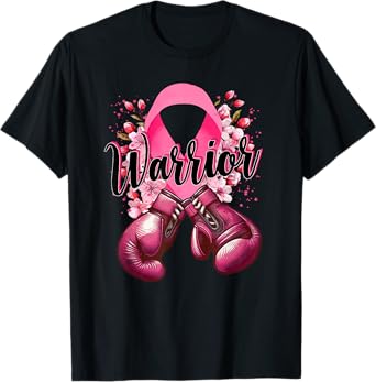 Warrior Boxing Gloves Pink Ribbon Breast Cancer Awareness T-Shirt
