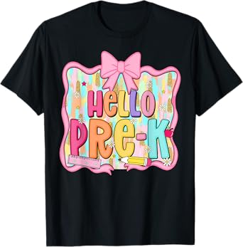 Hello Pre-K Preschool Back to School First Day Teacher Kids T-Shirt