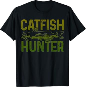 Catfishing Apparel For Catfish Lovers Men's Black Cotton 60% Polyester 40% Modern Classic T-Shirt Small Crew Neck Short Sleeve Catfish Fishing Gift T-Shirt