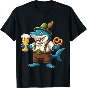 Oktoberfest Shark Alpine Hat Germany Beer Festival T-Shirt