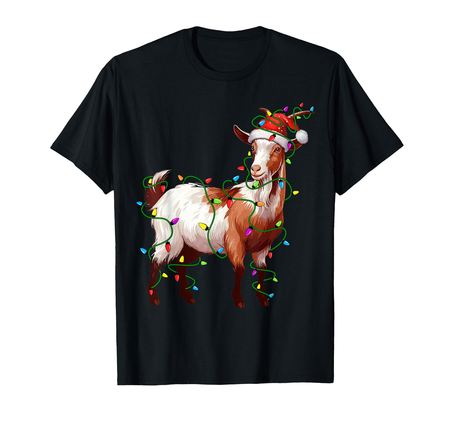 Goat Santa Christmas Tree Lighting Xmas Funny T-Shirt