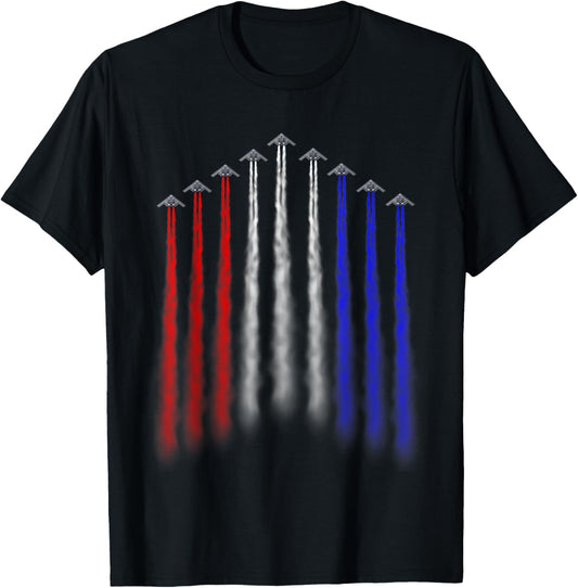 American Independence Bomber Jet Patriotic 4th of July Tee T-Shirt