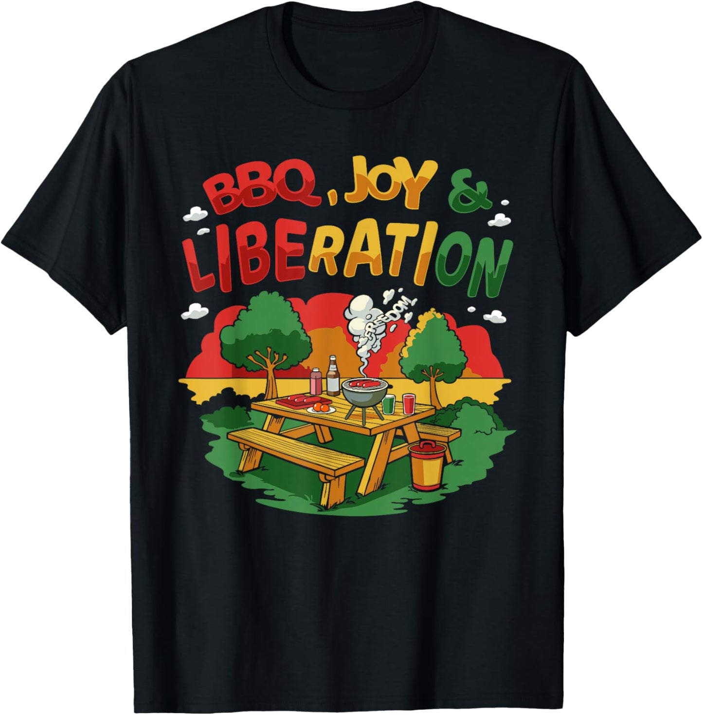 BBQ Joy & Liberation Juneteenth Black History Month T-Shirt