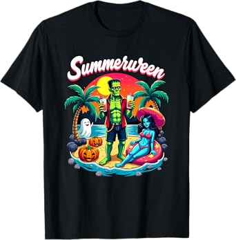 Summerween Summer Halloween Zombie Frankenstein Boo Ghost T-Shirt