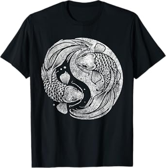 Yin And Yang Retro Japanese Koi Fish T-Shirt