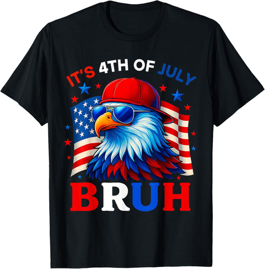 Bruh 4th Of July Boys Kids Fourth Of July Bald Eagle Outfit T-shirt