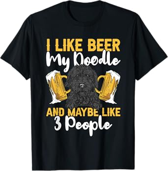Black Goldendoodle Beer Doodle Dog T-Shirt