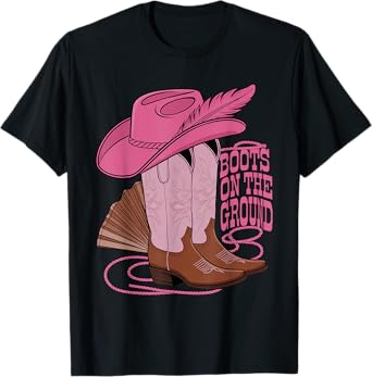 Funny Boots On The Ground Cowboy Boots Western Country Music T-Shirt