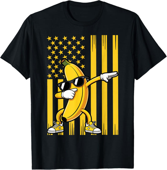 Graphic Banana American Usa Flag Dabbing Banana 4th Of July T-shirt