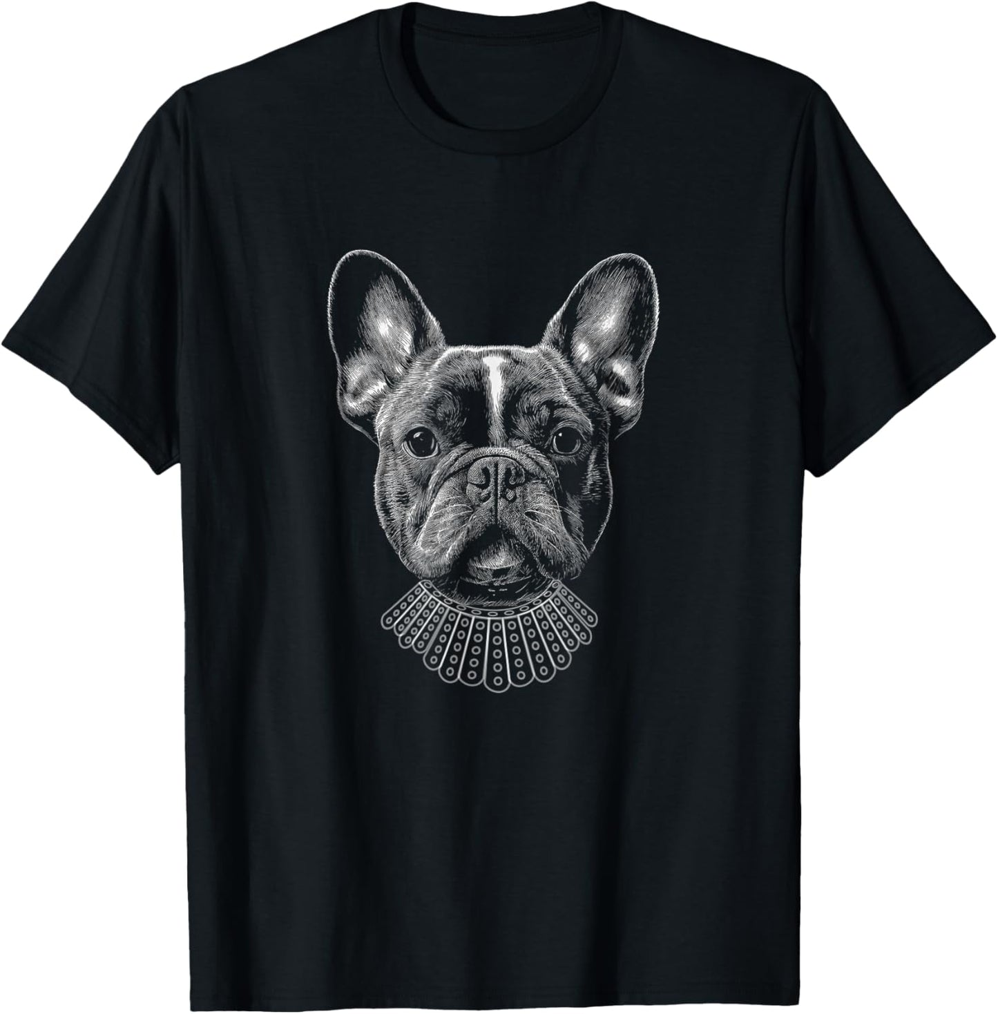French Bulldog Dog with Ruth Bader Ginsburg Collar RBG T-Shirt