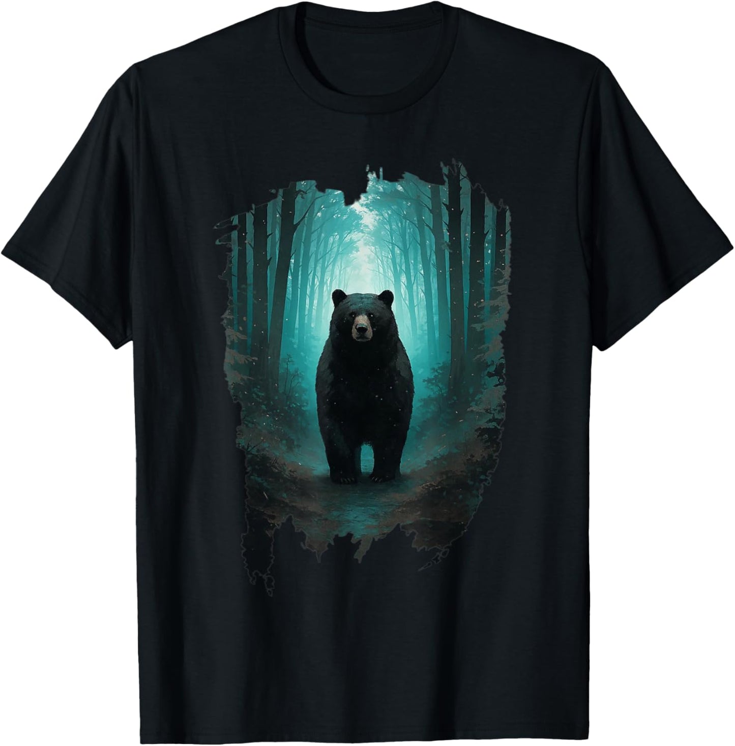 Majestic Black Bear in Enchanted Forest Mystical Wilderness T-Shirt