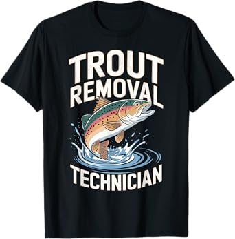 Funny Fisherman Trout Fly Fishing Father's Day JM Unisex-Adults Black Small Modern Classic Crew Neck Short Sleeve T-Shirt