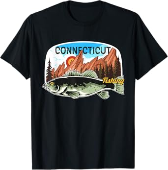 Fishing in Connecticut - Retro Nature Connecticut Fishing T-Shirt