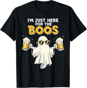 I’m Just Here for The Boos Funny Ghost Beer Funny Halloween T-Shirt
