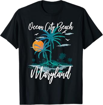 Ocean City Beach Maryland Palm Tree Summer Family Vacation T-Shirt