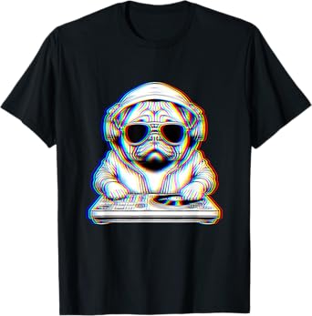 Trippy Pug Dog Dj Optical Illusion Rave EDM Festival Music Men Women T-Shirt