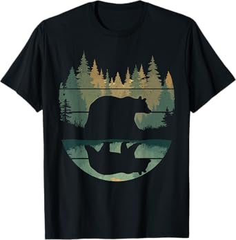 Vintage Retro Forest Bear Outdoors Nature Women Men Graphic T-Shirt
