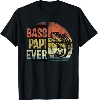 Bass Papi Ever Fishing Gifts Papi Birthday Vintage T-Shirt