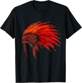Indian Chief Artwork Native American Feather Headdress T-Shirt