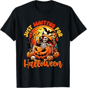 Waiting for Halloween Skeleton Drinking Tequila Drinker T-Shirt