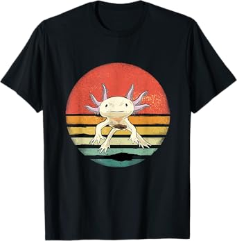 Wowsome! Unisex Adult Axolotl Retro Vintage T-Shirt - Black - Small