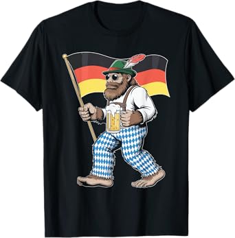 German Bigfoot Sasquatch Beer Lederhose Funny Oktoberfest T-Shirt