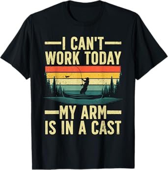 Funny Fishing For Men Women Fisherman Arm Cast Fish Hunting T-Shirt