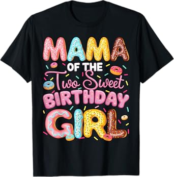 Mama Of The Two Sweet Birthday Girl Donut 2Nd Birthday T-Shirt