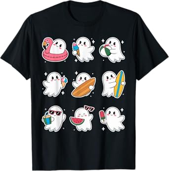 Happy Summerween Summer Halloween Ghost Women Boy Girl Kids T-Shirt